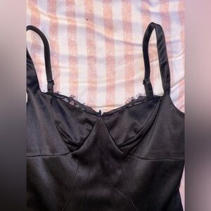 Max & Cleo Black Chemise with Lace Trim